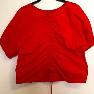 Zara Ruched Back Drawstring Cotton Crop Top
